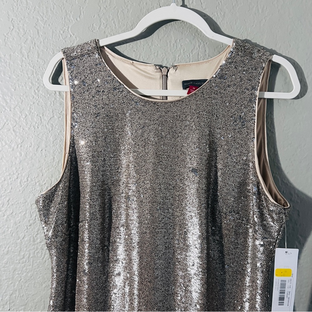 Vince Camuto SEQUIN SHIFT SHIMMER GOLD DRESS SIZE 14 NWT - Picture 2 of 6